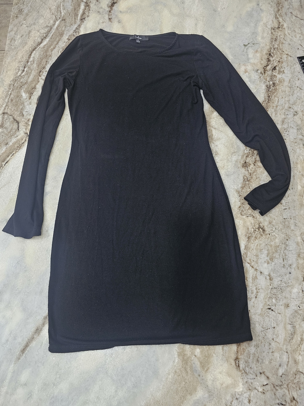 Lulus Black Long Sleeve T-Shirt Dress Women’s Medium Slim Fit Stretch Mini LBD